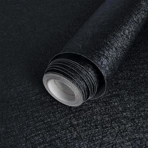 Fondos de pantalla Silk Black Wallpaper en relieve Adhesivo Auto adhesivo Impermeable Gabinete de la cocina Contador de muebles de muebles
