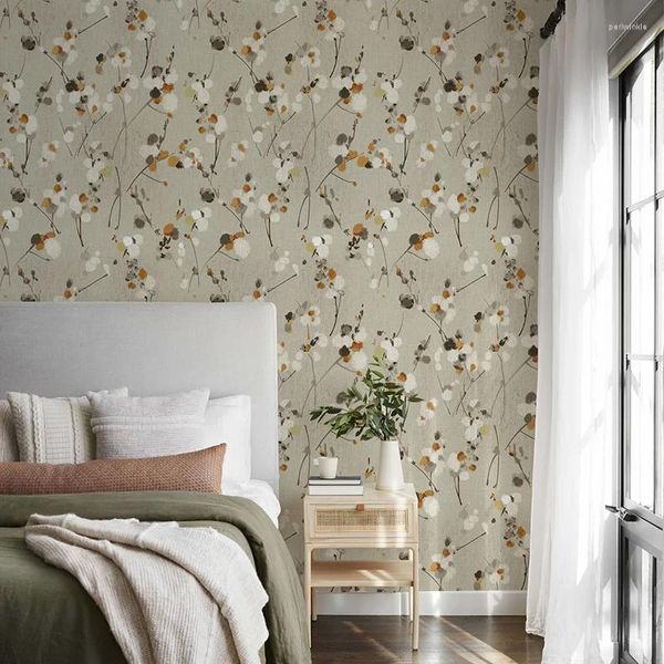 Fonds d'écran Simple Floral PVC Fond d'écran Vintage Peel and Stick Contact Paper Elegant salon Room Bedroom Furniture Cabinet Sticker