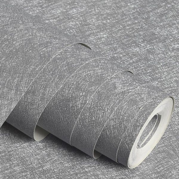 Fonds d'écran Simple Luxe Moderne Solide Papier Peint PVC Pour Murs Chambre Salon TV Fond Gris Soie Texture Papier Peint Rouleaux