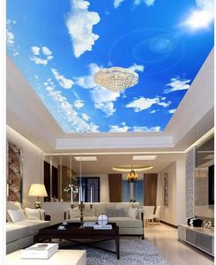 Wallpapers hemelsblauw en wit plafond landschap behang muurschilderingen 3D muurschilderingen huizendecoratie