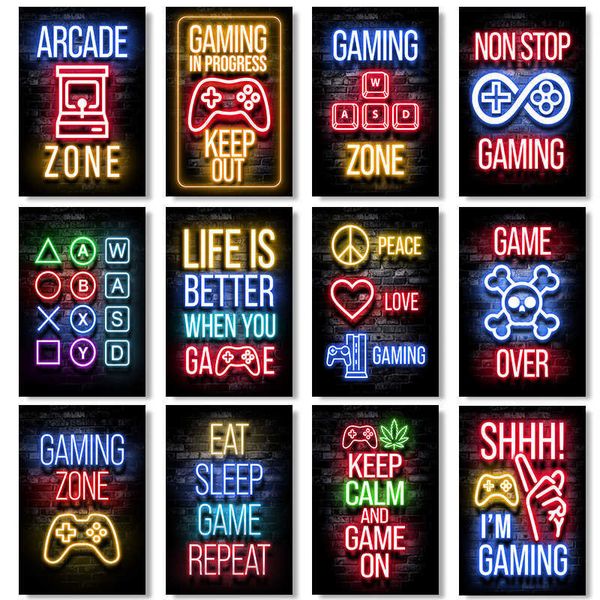 Fondos de pantalla Sleep Game Repetir Gaming Wall Art Poster Prints Gamer Canvas Painting Canvas Picture para niños Habitación de niños Sala de juegos decorativa J230224