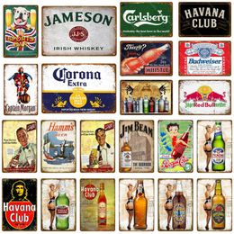 Fonds d'écran Sports Bar Décor Whisky Bière En Métal Signes En Étain Pub Bar Café Club Décoration Stickers Muraux Art ron Affiche Vintage Plaque YJ214 J230224