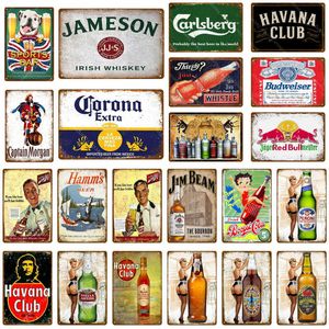 Fondos de pantalla Sports Bar Decor Whisky Beer Metal Tin Signs Pub Cafe Club Decoración Pegatinas de pared Art Ron Plaque Vintage YJ214 J230224