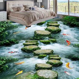 Fondos de pantalla Camino de piedra antideslizante impermeable autoadhesivo dormitorio 3D azulejos de piso personalizado hogar baño papel tapiz Papel de pared