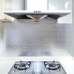 Wallpapers fornuis aanrecht behang aluminium folie olie-proof anti-fouling hoge temperatuur zelfklevende stickers waterdichte keukenmuur