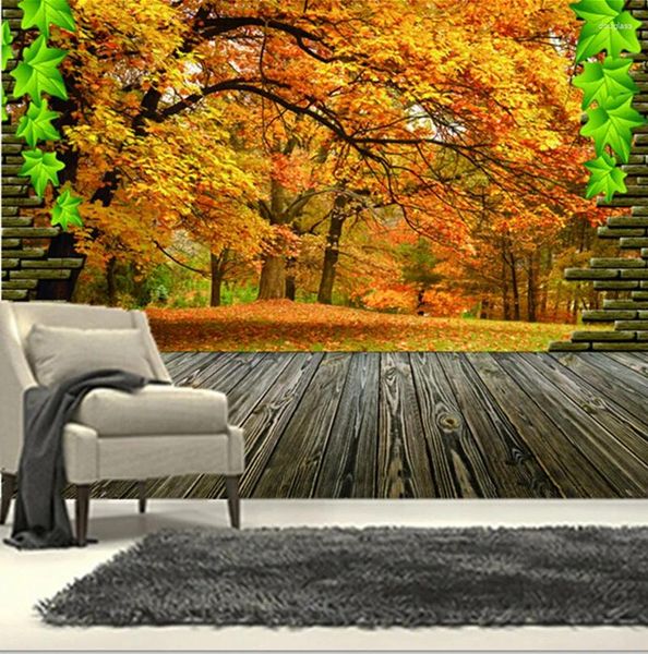 Fondos de pantalla Los murales personalizados 3D Arce Paisaje natural Papel de parede Sala de estar Sofá TV Pared Dormitorio Papel