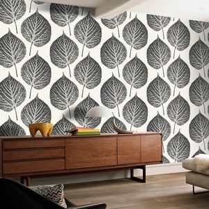 Wallpapers Boomblad Behang Scandinavische Stijl Grote Waterdichte Woonkamer TV Achtergrond Koffieshop Vloer El Wallpaper