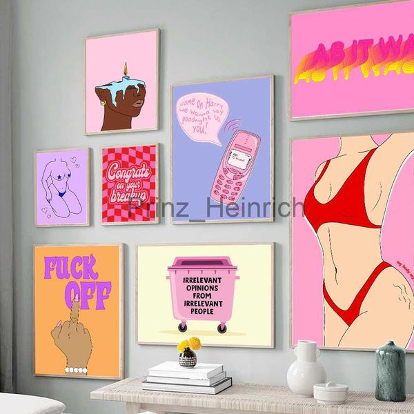 Fondos de pantalla Trippy Letras Arte de la pared Impresión Póster Mi cuerpo Mujer Feminista Reglas Ilustración Lienzo Pintura Sexy Chica Desnuda Habitación Decoración para el hogar J230704