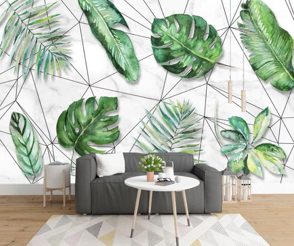 Fondos de pantalla Papel tapiz de hojas tropicales Mural de pared de bosque nórdico para sala de estar Decoración de arte Maquillaje Telón de fondo Papeles para el hogar