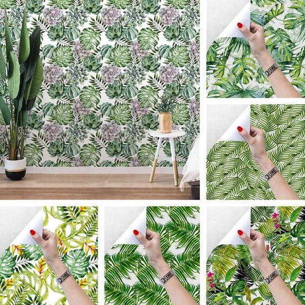 Papel tapiz de hojas tropicales, papel tapiz impermeable extraíble, autoadhesivo, papel de contacto, pegatinas de pared de hoja de palma para decoración