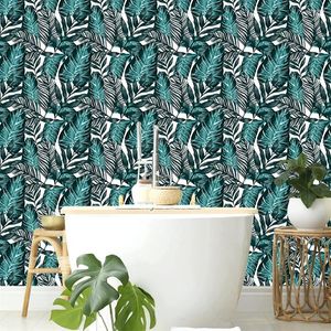 Wallpapers tropische palmbladschil en stok behanggroene bladeren zelfklevend wallpapier verwijderbaar contact voor woonkamer