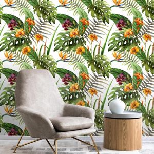 Wallpapers tropische planten bloemenpatroon behang dikker waterdichte zelfklevende wandcontactpapier voor meubels renovatiefilm