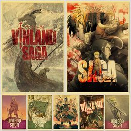 Wallpapers vinland saga anime manga retro poster de papel kraft estampas decorao do quarto de casa pintura vintage adesivos de parede j23022444