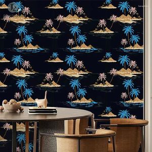 Wallpapers vintage donker gekleurde kokosboomreeks zelfklevende muurstickers kamer decor huisdecoraties voor slaapkamer