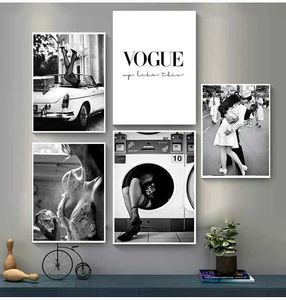 Wallpapers vintage mode home decoratie posters dames parfum foto's woonkamer muur kunst printen zwart -wit canvas j240505