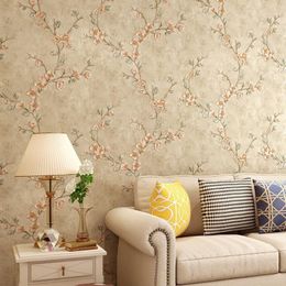 Fonds d'écran Vintage Green Yellow Flower Wallpaper 3D CHAMBRE Peel and Stick Auto adhésif Mural salon Paper Paper Art W238251D