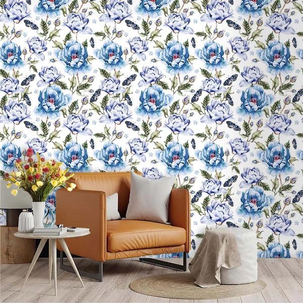 Fonds d'écran Vintage Peel and Stick Peony Floral Wallpaper Floral For Bedroom amovible Home Decoration Mural Mural auto-adhésif Ad-Adhesive