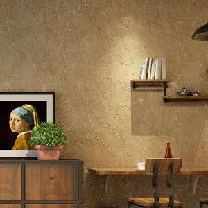 Wallpapers Vintage Solid Color Gray Marble Mall Papers Home Decor Non-Woven Cement Contactpapier voor Dinign Room Bar Walls Geel