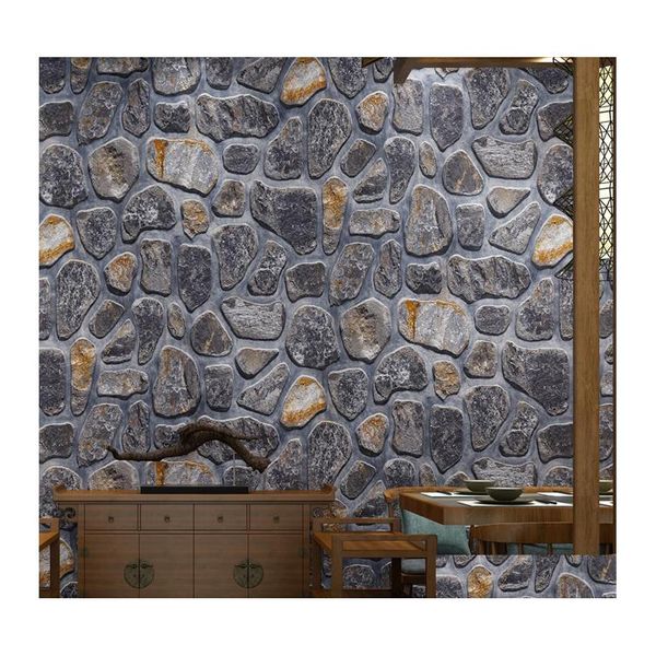 Fonds d'écran Vintage Stone Wallpaper 3D Home Decor Imperproof Pvc Brick Wall Paper Roule pour fond décoratif Bar personnalisé Sho Dhzxn