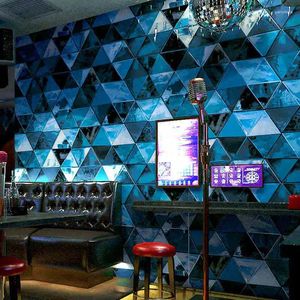 Fonds d'écran papier peint recouverte de mur 3d pour KTV disco Dance Hall Corridor 53cm x 9,5m Triangle flashy rouge vert bleu vert noir orange