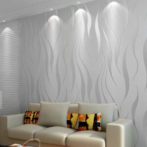 Fonds d'écran Fonds d'écran Home Improvement Highend Luxury 3D Wave Flock Wallpaper Rolls For Living Room Mur Couvre décor 7 couleurs en gros