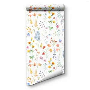 Fonds d'écran aquarelle feuilles fraîches avec du papier peint peignant des petites fleurs multicolores
