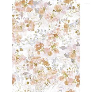 Fonds d'écran aquarelle de papier peint floral jaune clair Peel et bâton de décoration murale en PVC fleur