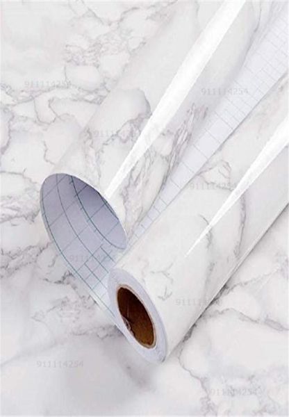 Fonds d'écran Papier peint en marbre imperméable et résistant à l'huile Panneau auto-adhésif Couleur unie Bureau Meubles modernes Salon Maison Dec4235343