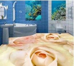 Wallpapers waterdichte vloer muurschildering aangepaste po zelfklevende 3d stereoscopisch behang elegante romantische rozen