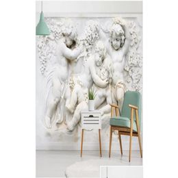 Wallpapers Wdbh 3D Behang Op Maat Po Reliëf Gips Europese Engel Hof Woonkamer Home Decor Muurschilderingen Voor Muren 3 D5140559 Dh3Ax