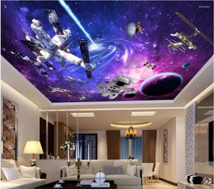 Fondos de pantalla WDBH Custom 3D Murales de techo Papel tapiz Universo Estrella Estación espacial Decoración del hogar Pintura Pared para sala de estar