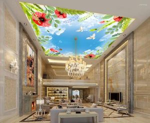 Wallpapers WDBH Aangepaste 3d plafond muurschilderingen behang vogel vlinder witte wolken home decor schilderij muur voor woonkamer