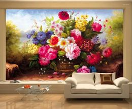 Fonds d'écran WDBH personnalisé Po 3D papier peint à la main réaliste HD nature morte fleurs chambre décor à la maison peintures murales pour murs 3 D