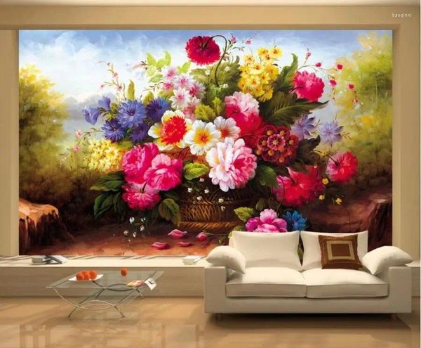 Fonds d'écran WDBH personnalisé Po 3D papier peint à la main réaliste HD nature morte fleurs chambre décor à la maison peintures murales pour murs 3 D