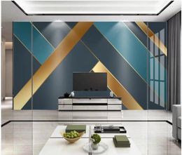 Wallpapers wdbh aangepaste po 3d wallpaper modern licht luxe gouden geometrie woonkamer decor muurmuurschilderingen voor muren 3 d