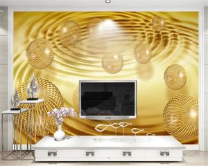 Fonds d'écran Wellyu 3D stéréo senior intérieur papier peint boule d'or abstrait espace créatif TV fond mur papel de parede paper3d