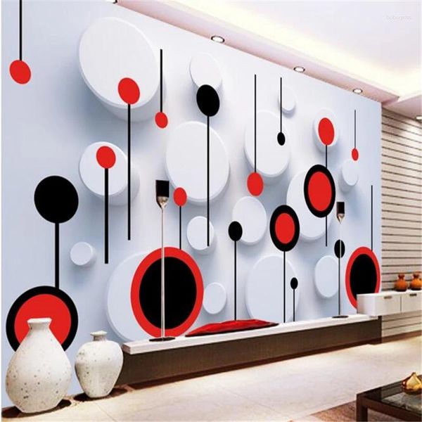 Fonds d'écran Wellyu 3D papier peint personnalisé mural non-tissé autocollant mural 3 D TV réglage mode cercle Po peintures murales