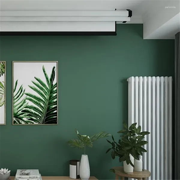 Fondos de pantalla Wellyu American Country Retro Dark Green Wallpaper Estilo nórdico Color sólido Dormitorio Ropa Peluquería TV Fondo