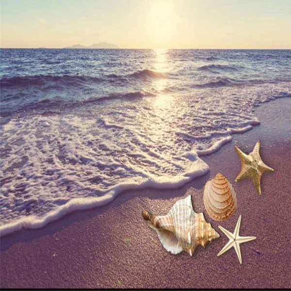 Fonds d'écran Wellyu Belle 3D Sea Beach Wave Shell Fond TV Mur personnalisé Grand papier peint environnemental