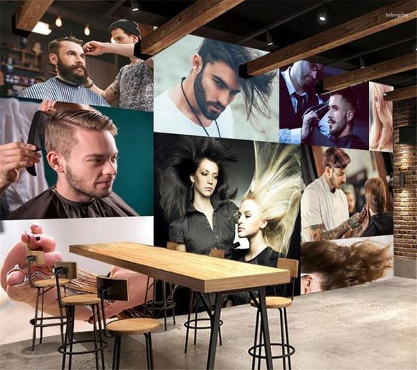 Fonds d'écran Wellyu personnalisé 3D papier peint individualité mode charme créatif salon de coiffure salon de coiffure fond d'écran