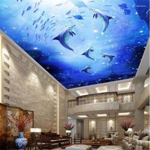 Wallpapers Wellyu Plafondbehang op maat 3D-aquarelstijl Fantasie Onderwaterwereld Woonkamer Zenith Muurschildering Papel De Parede