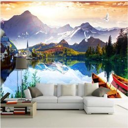 Fonds d'écran Wellyu Custom Large Fresco Style Style Lake Réflexion TV Téléphone