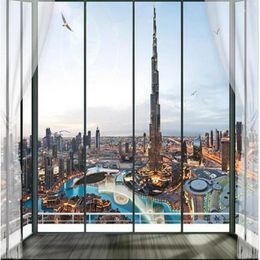 Fonds d'écran Wellyu Custom Large - Murales à l'échelle Européen 3D Stéréoscopique Burj Khalifa TV Wallpaper Papel de Parede