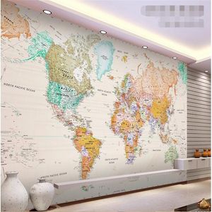 Fonds d'écran wellyu personnalisé mural tissu de soie 3d chambre papier peint élégant version couleur claire de la carte monde p o pour les murs 220927