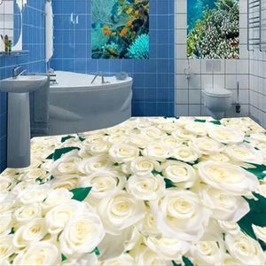 Wallpapers Wellyu Aangepaste Muurschildering Behang Warm Romantisch Wit Rose Dikke Slijtvaste 3D-vloer Woonkamer Badkamerdecoratie