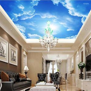 Wallpapers lellyu Custom Wallpaper 3d Blue Sky White Cloud Zon Woonkamer El Zenith Murals Papel de Parede Po Behang