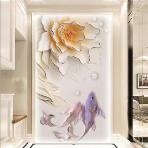 Fondos de pantalla Wellyu Papel tapiz personalizado 3D Chino en relieve Interior Papel de parede Flores Rico y misterioso TV Fondo Papel de pared