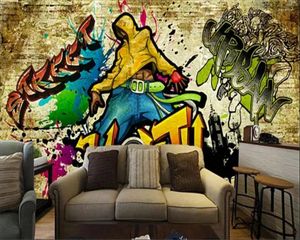 Wallpapers WELLYU Custom Wallpaper 3D Mural Retro Street Graffiti Persoonlijkheid Bar KTV Tooling Wall woonkamer slaapkamer