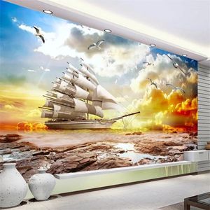 Fonds d'écran Wellyu personnalisé papier peint 3D coucher de soleil beau paysage voile lisse mur de fond de salon naturel