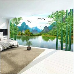 Fonds d'écran Wellyu Papier Peint personnalisé Papel De Parede bambou forêt paysage peinture salon TV fond mur Papier Peint Mural 3D